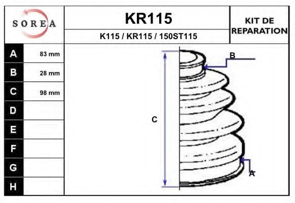 EAI KR115 Bellow Set, drive shaft